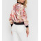 Ladies stain polyester Floral Print Bomber Jacket women bomber