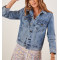OEM new fashion women hip length denim jackets  jean jacket outfit