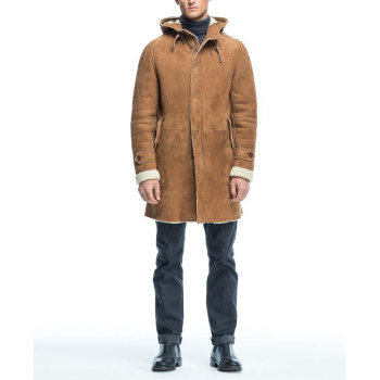 Wholesale Customized Mens Suede Shearling Hooded Parka Jackets