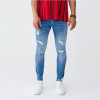 Wholesale blue new fashion rapped skinny fit jeans for men