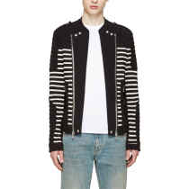 Fashion Wholesale Custom Mens Black Striped Biker Jackets