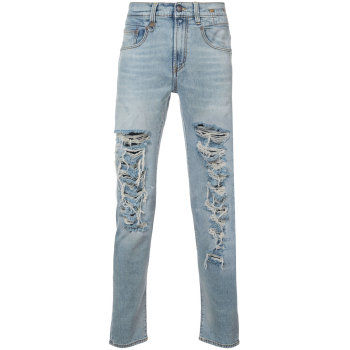 Custom Mens Vintage Washed Ripped Denim Jeans