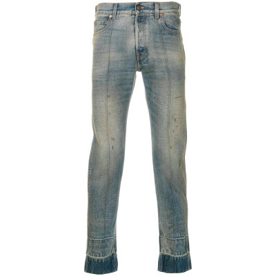 Custom Mens Vintage Washed Denim Jeans