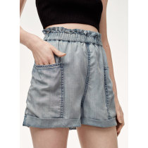 Custom womens fahsion light vintage wash denim shorts