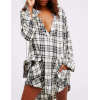 Custom Womens Deep V Casual Checked Oversized Shirts