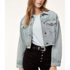 Wholesale fashion womens cropped right blue denim jackets