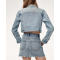 Wholesale womens fashion style cropped fit vintage denim jackets