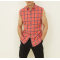 Custom fashion style mens sleevess red check shirts
