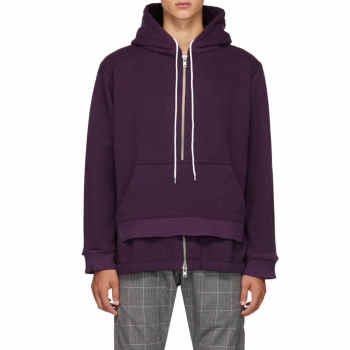 Fashion Mens Purple Zip Through Details Pullover Hoodies