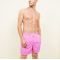 Custom mens pink drawstring swim wear shorts