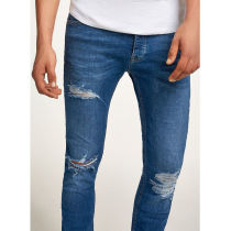 Wholesale fashion style mens strech ripped skinny jeans pants