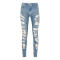 Wholesale mens light washed ripped skinny fit jeans pants