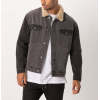 Wholesale Mens Dark Grey Shearling Collar Denim Jackets