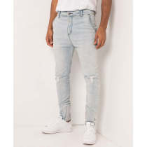 Custom Mens Bleached Ripped Skinny Fit Denim Jeans