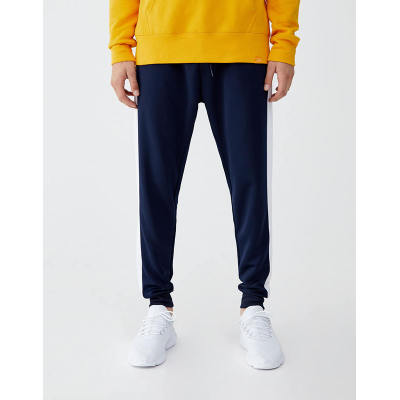 Wholesale mens side strip polyester sports wear jogger pants
