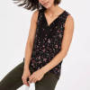 Custom Women Flower Printed Split Neck Tank Top