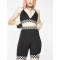 Wholesale womens high rise checked compression biker shorts