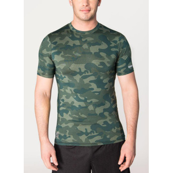 Wholesale mens activewear fitness camo printed compression tee shirts