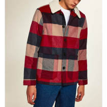 Wholesale mens red check classic fit winter jackets