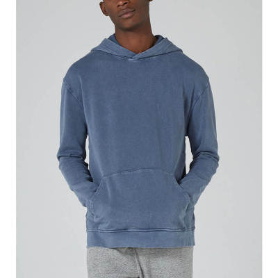 Wholesale mens bule washed pullover denim hoodies sweatshirts