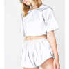 Wholesale womens reflective crop top t-shirts and shorts sets