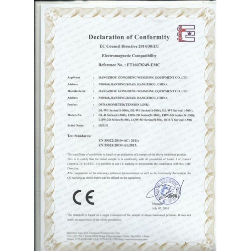 Dynamometer CE Certificate