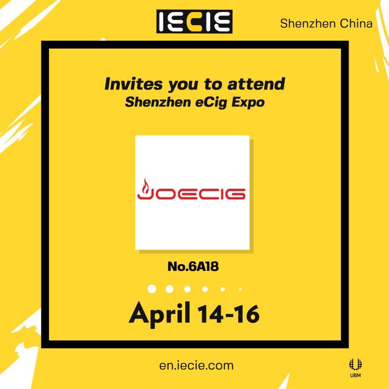 Joecig приглашает вас посетить ShenZhen eCig EXPO с 14 по 16 апреля 2019 года.