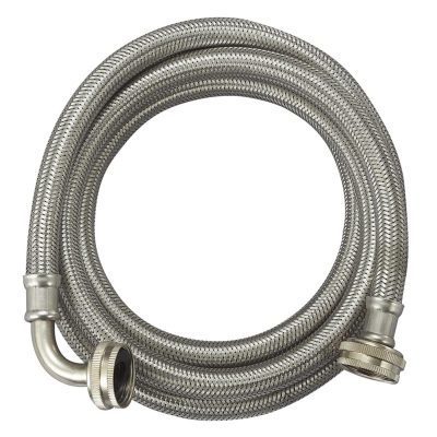 Flexible stainless steel braided washing machine inlet hose with 90 degree elbow