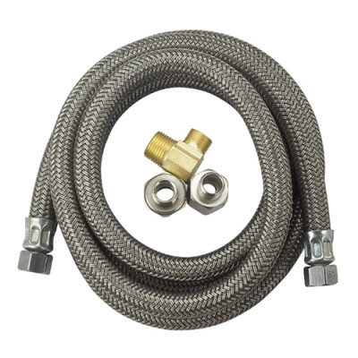 Flexible metal wire braided dishwasher inlet hose