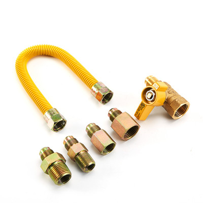 Yellow coated stainless steel flexible gas hose for home appliance CAS approved