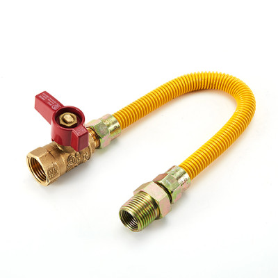Gas appliance hook up kit brass gas ball valve and flexible gas line