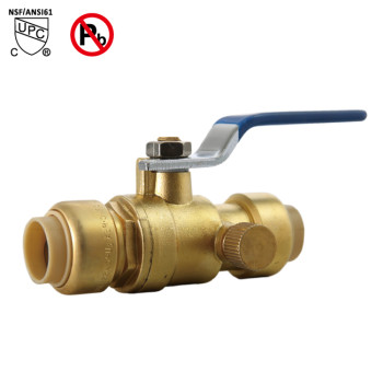 1/2 Inch ×1/2 Inch Push Fit Ball Valve With Drain Full Port 1/4 Turn