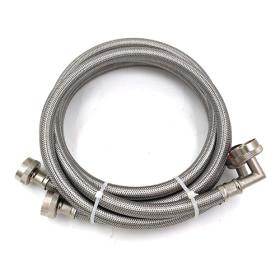 Flexible stainless steel washing machine water inlet hose with 90 degree elbow