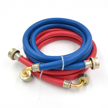 Rubber washing machine hose with 90 degree elbow