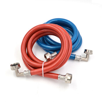 Flexible color coated stainless steel braided washing machine hose with elbow