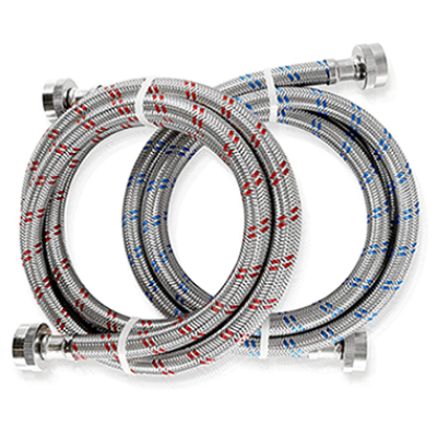 Flexible stainless steel braided washing machine hose for hot and cold water supply