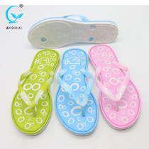 Outdoor women printed eva flat plain hawaiian rubber slipper
