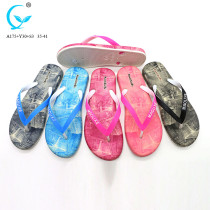 Replaceable strap pvc soft beach slippers for women with flowers