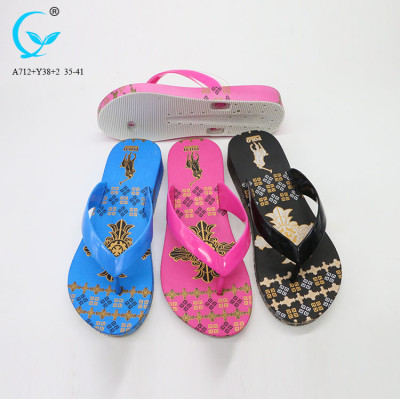 Black rubber elegant summer cheap indian slippers for lady slipper print