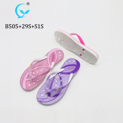 Custom fashionable shimmering pink outdoor beach sand shiny flip flops sandals for women's