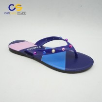 Stock new design PVC women flip flops with beads