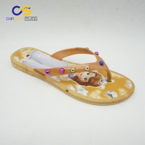 2017 new elegant PVC women flip flops bright color women slipper with beads