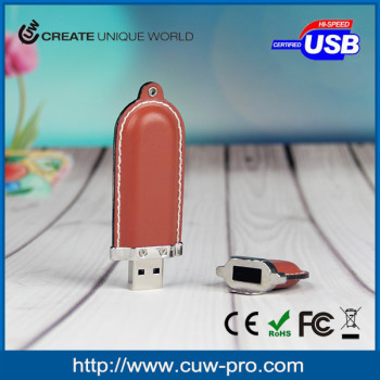 PU leather usb flash memory with embossed logo for promoiton