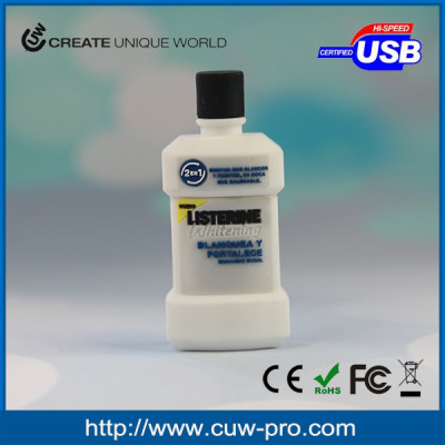 Custom PVC expert mouth wash bottle shape individual usb pendrive for promotion gift