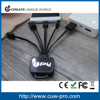 all in 1 usb charge cable with customized glow LED logo