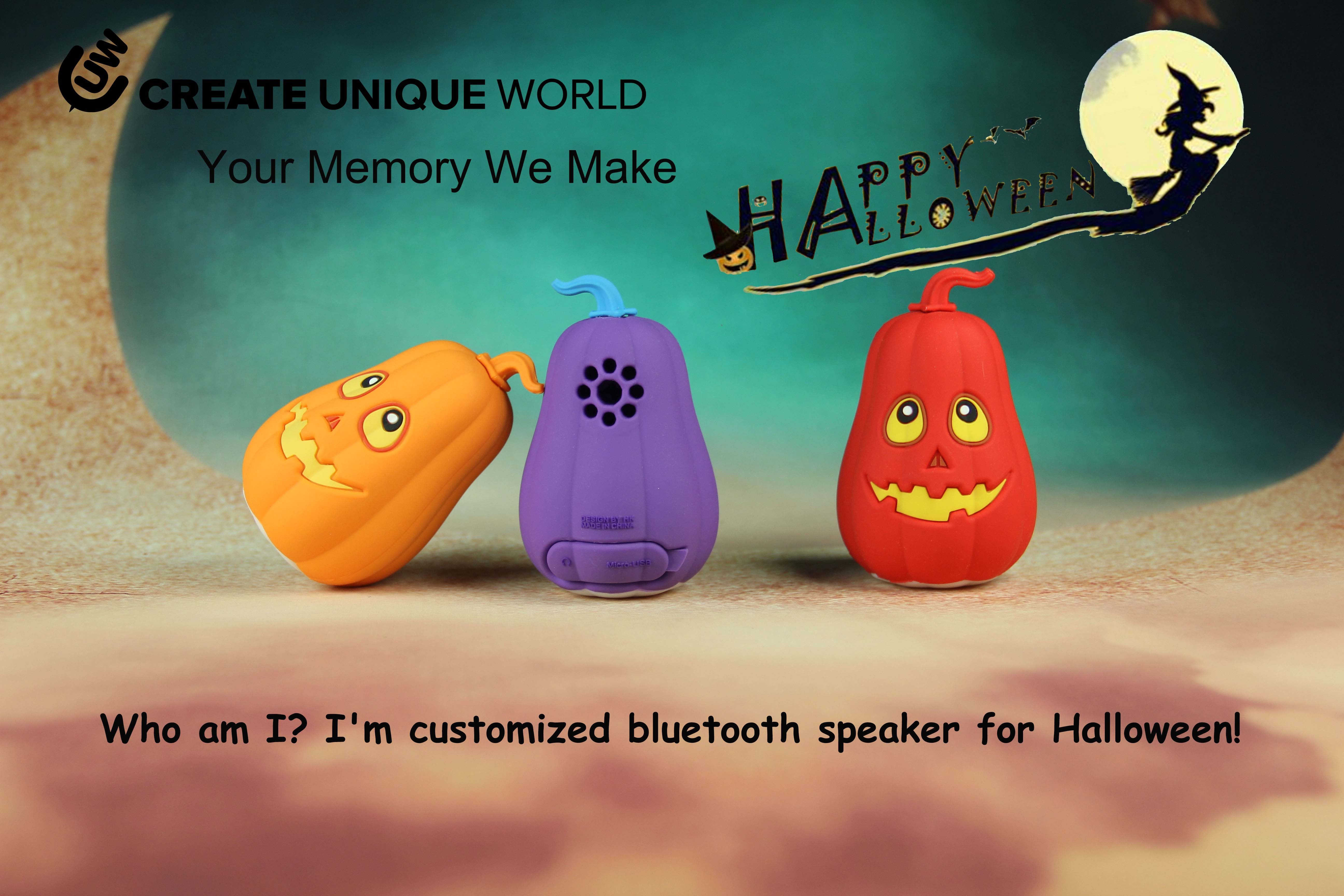 innovative custom private mould pumpkin shape bluetooth speaker for Halloween