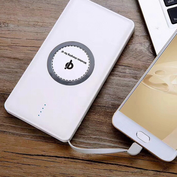 Qi wireless power bank with logo printed