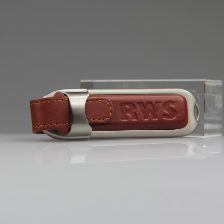 leather usb key with embossed logo