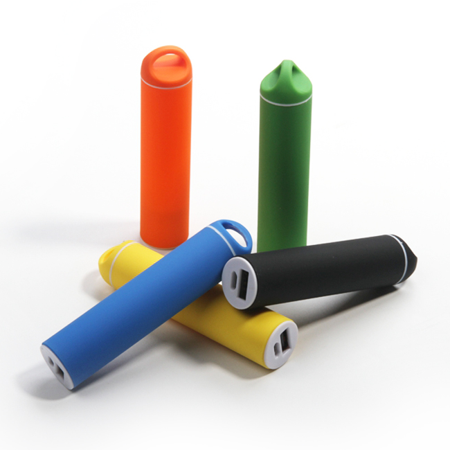 cylinder colorful power bank rubber finish for business gift