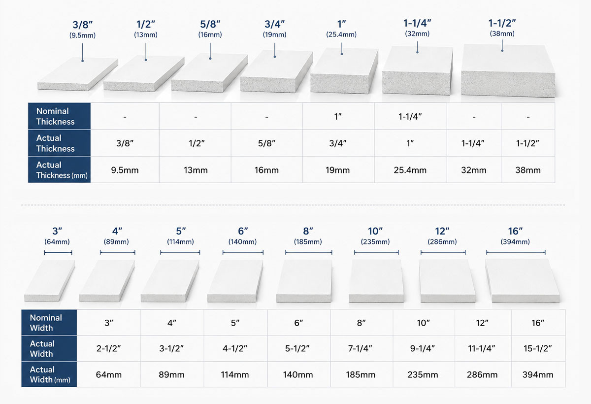 PVC Trim Board Sizes